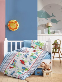L'essentiel linge de maison Dino v2 - Azul y blanco